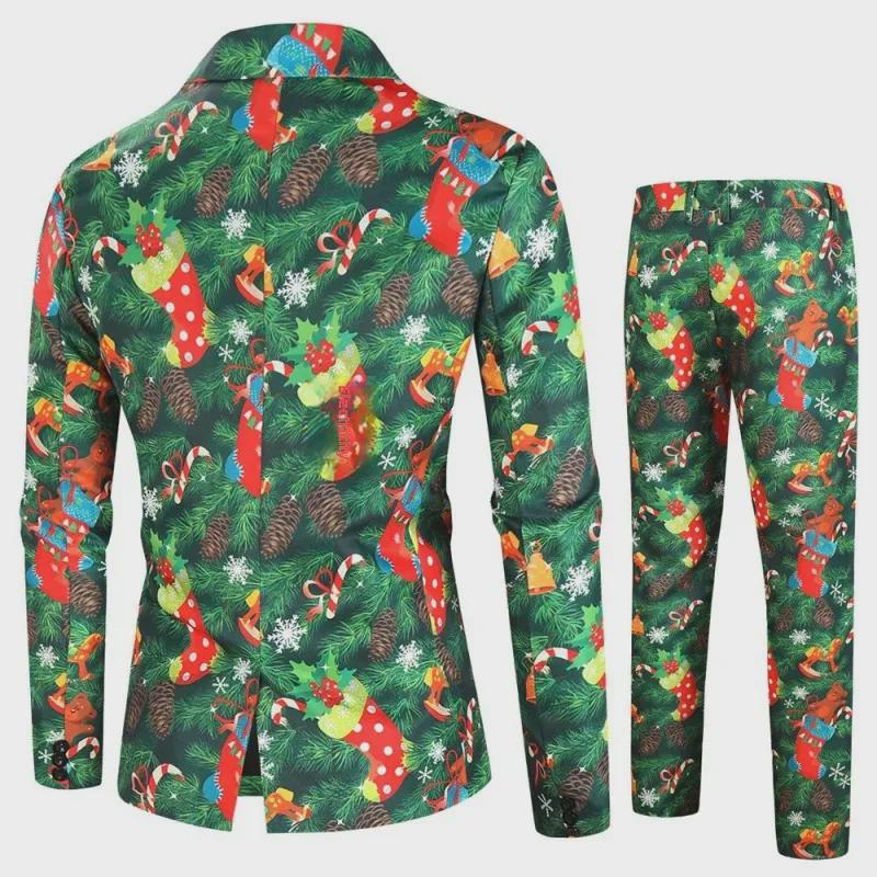2024 Autumn/Winter Casual 3D Printed Christmas Suit & Trousers Set
