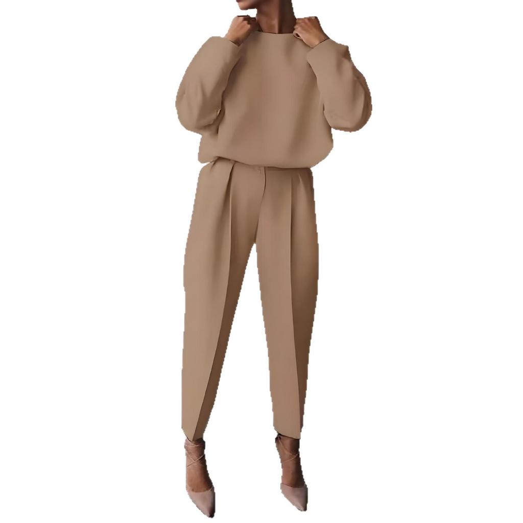 Women's Solid Color Long Sleeve Two-Piece Set - New Autumn/Winter Fashion