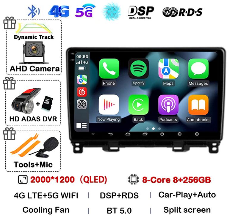 Android 14 Carplay Auto WIFI+4G For Honda Jazz 4 2020 2021 2022 Car Radio Multimedia Player Navigation GPS Stereo Head Unit DSP