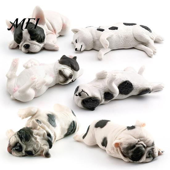 Decorative Dog Statue Simulated Sleeping Model, Realistic Lying French Bulldog Figurine, Mini Handcrafted Figurine PVC Animal Educational Toy