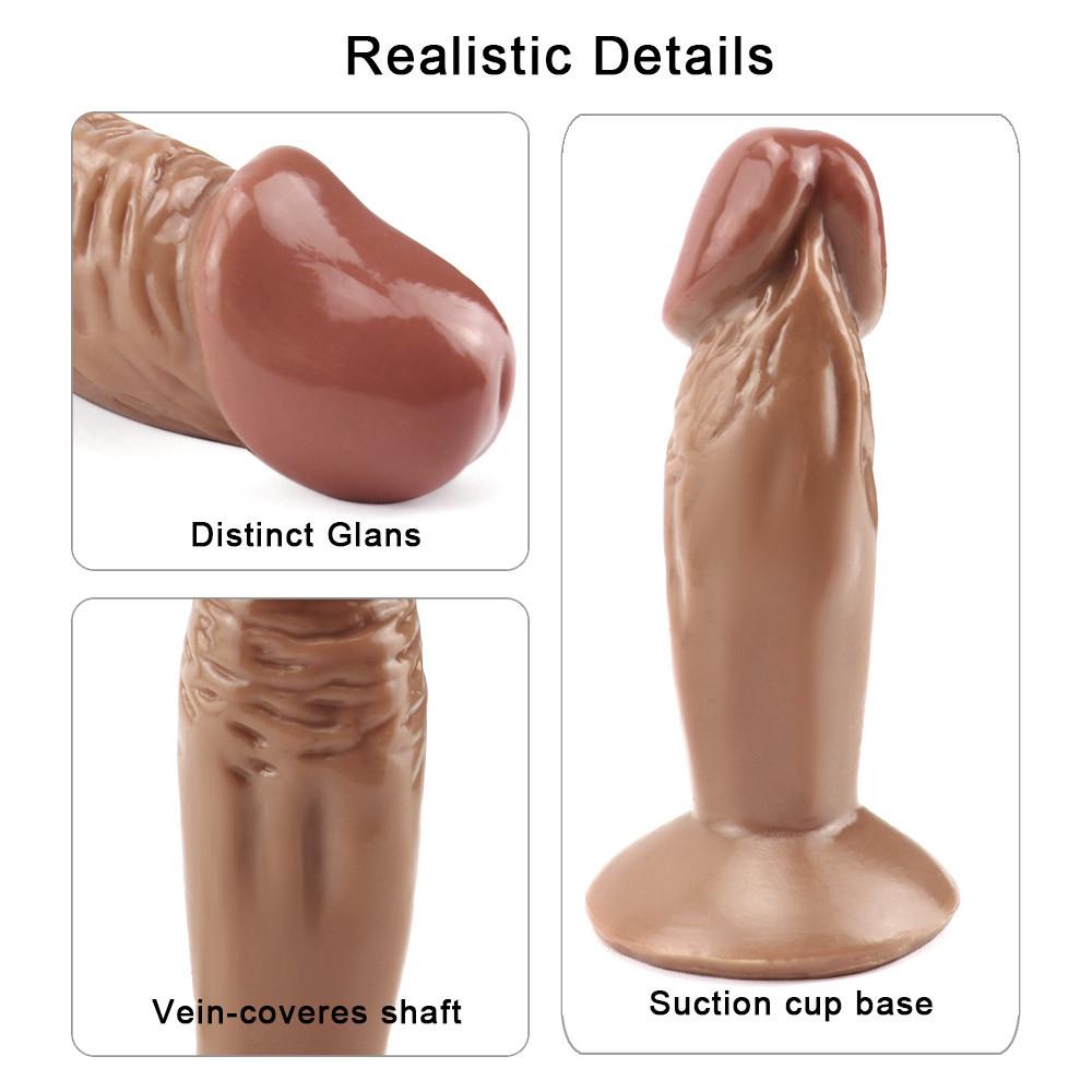 Brown Simulation Dildo Super Small Mini Size Female Small Eggless Dildo Backyard Suction Cup Small Anal Plug Sex Toys Shop