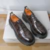 Fashion Black brown men's leather shoes Gentleman retro style Fashion outdoor street casual youth Thick soled shoes Versatile 38-46