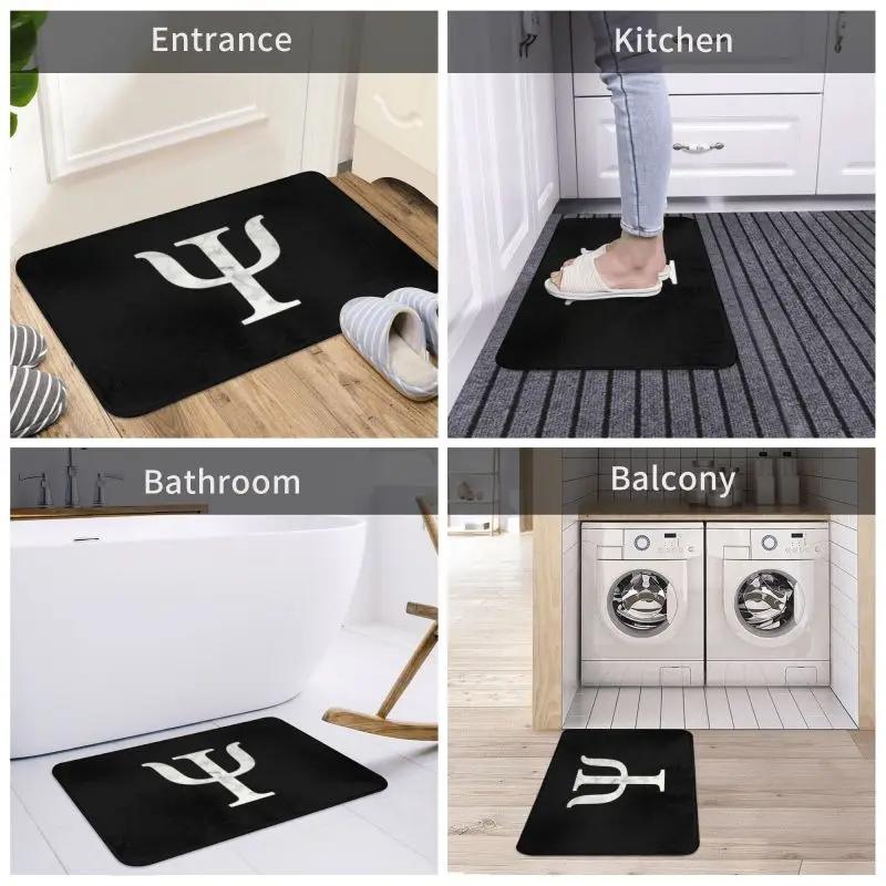 Custom Psychology Marble Psi Symbol Doormat Anti-Slip Entrance Room Door Floor Mat Psychologist Teacher Gift Garden Carpet Rug