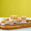 Bamboo & Wood Lid Frosted Glass Eye Cream Jar & Dispenser