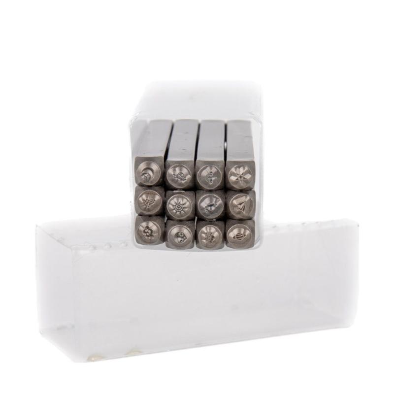 12-teiliges Metallstempel-Prägestempel-Set 1/8'' (3mm) Herz- und Tierstempel-Set Stempelwerkzeug zum Prägen von Metall, Leder, Holz