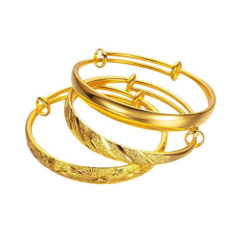 Bracelet Jonc Large en Laiton Plaqué Or Ciel Étoilé Push-Pull