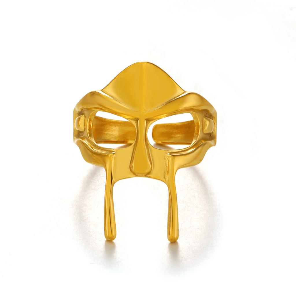 Vintage Goth Mask Rings for Women Egyptian Pharaoh Male Open Adjustable Ring Stainless Steel 18K Gold Plated Jewelry