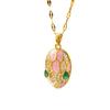 Female Pink Purple Greeen Blue Enamel Snake Animal Pendant Necklace Vintage Gold Color Wedding  For Women