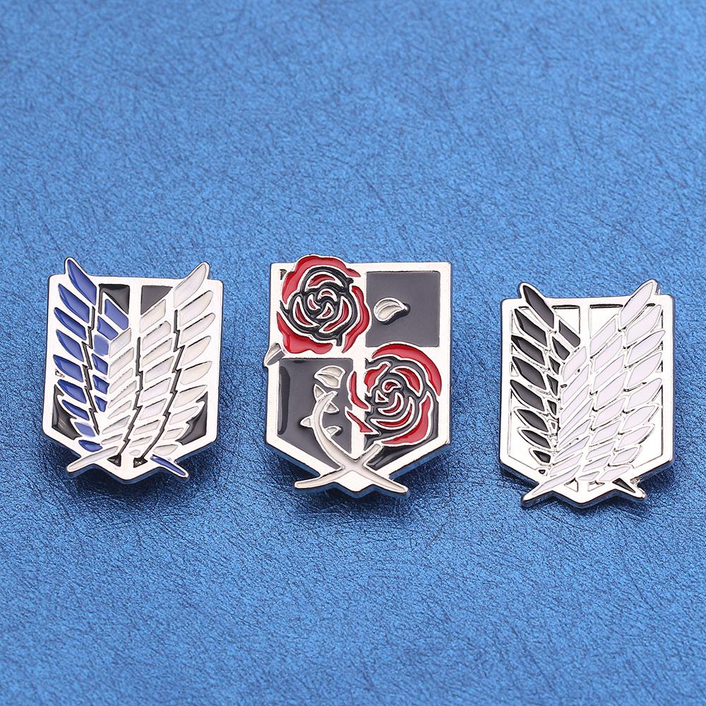 Anime Attack ON Titan Enamel Pin Eren Jaeger Mikasa Ackerman Jiyuu No Tsubasa Cartoon Brooch Lapel Badge Gifts