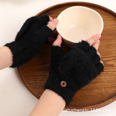 Winter warme niedliche Damen Winter Plüschhandschuhe kältefeste Plüsch verdickte Fahrrad Strickhandschuhe