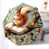 Animals Reading Themed Folding Umbrella Fashion Auto-Open 8 Iron Ribs Plastic Handle Foldable Sunshade Perfect Christmas Gifts