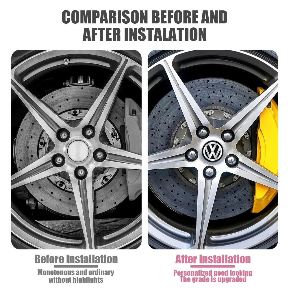 2025 Hot 4Pcs Car Wheel Hub Center Cap Metal Emblem Stickers For Volkswagen GTI R-Line R Polo T5 Golf Passat Scirocco Jetta Beet