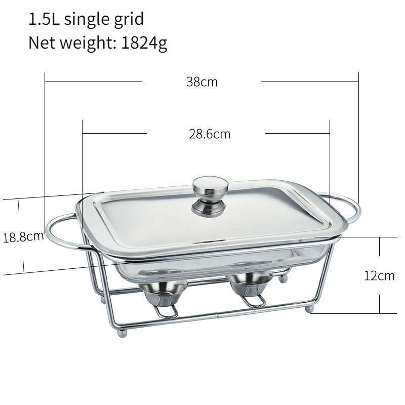 Square Glass Buffet Stove Compartmentalized Flip Top Food Heating Container Restaurant Hot Pot Alcohol Stove