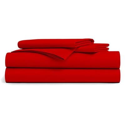 Flat Sheet - RED - 180x290cm - 100% Cotton - 57 Threads/cm - Machine Washable