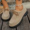 Autumn 2025 Plus Size Soft Sole Square Toe Lace-Up Moccasins