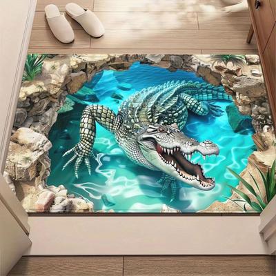 Tappeto con Illusione Ottica 3D Pesci da Stagno Realistici Zerbino Assorbente per Ingresso Tappeto Pavimento Fondo Marino Profondo