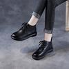 Autumn and Winter New Leather Single Boots Women's Casual 100 Retro Short Boots Soft Bottom Flat Bottom Boots Lace Up First Layer Cowhide