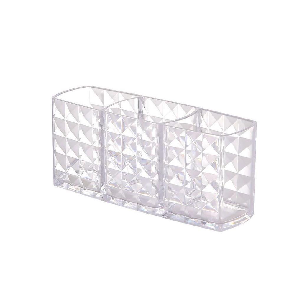 Transparent Dustproof Makeup Storage Box with Brush and Eyebrow Pencil Holders