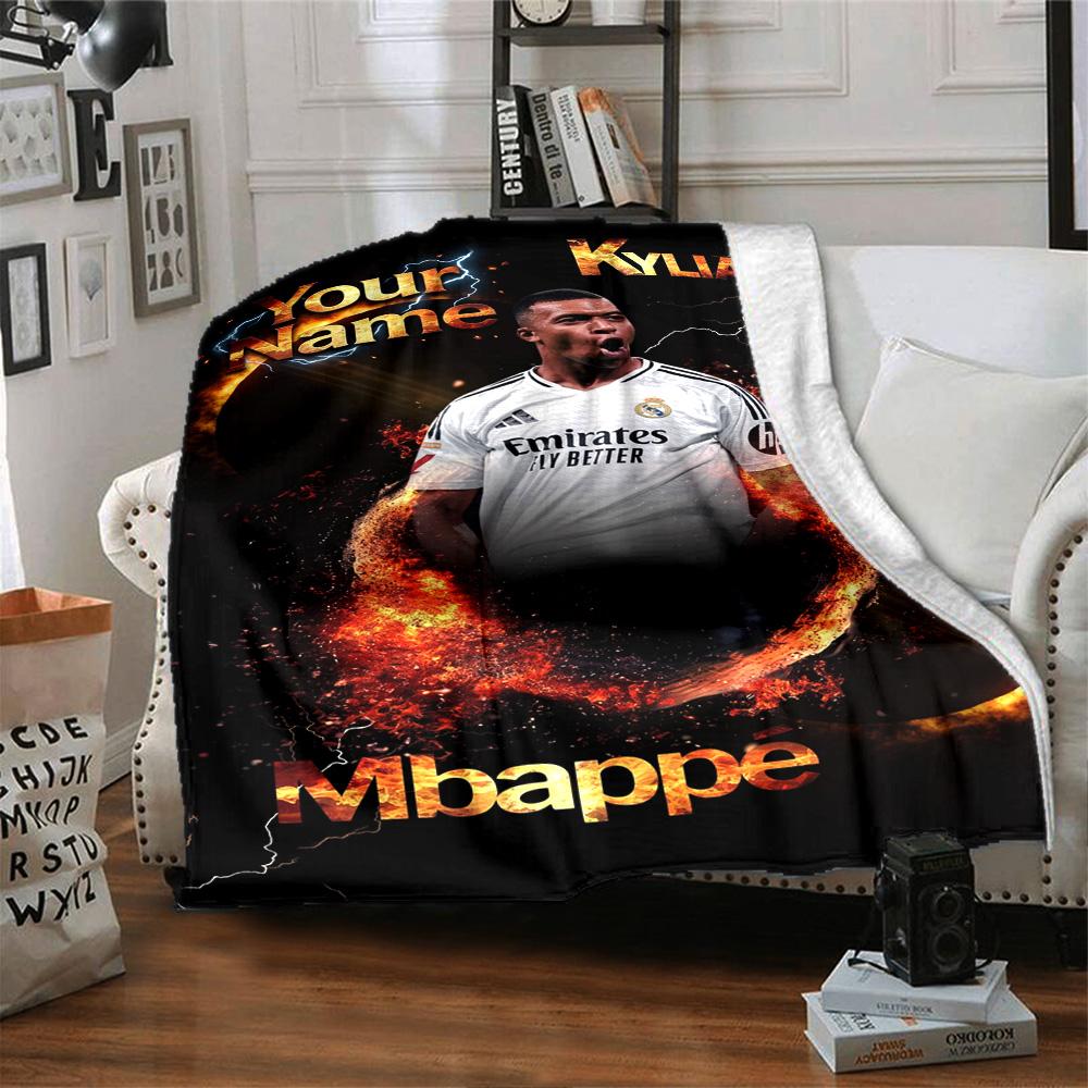 Mbappé Personalized Name Blanket Cozy Customizable Blanket Comfortable Perfect for Picnics Bedding Office Chair Office for All Occasions