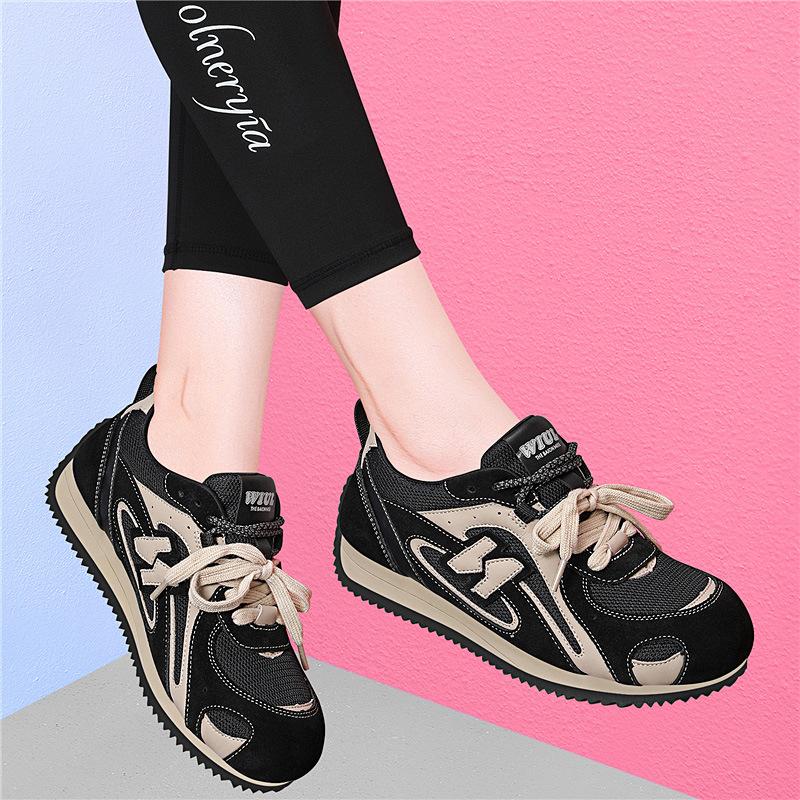 

(Broken size does not make up) Leather German training shoes autumn thick soles increase height versatile casual sports dad shoes trendy shoes 35