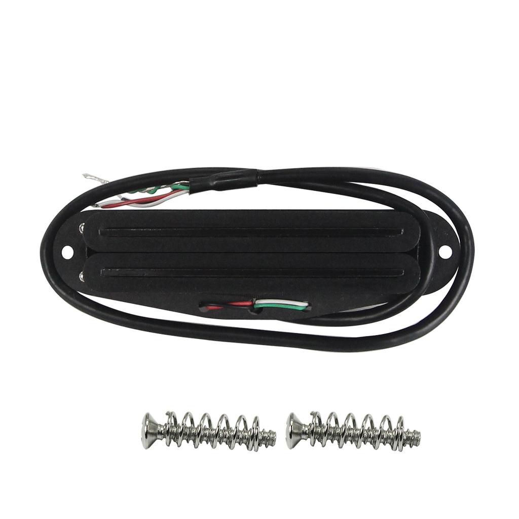 FLEOR Full Black Alnico 5 Hot Dual Rails Pickup Mini Humbucker Pickup 4 Conductors for ST/SQ Guitar