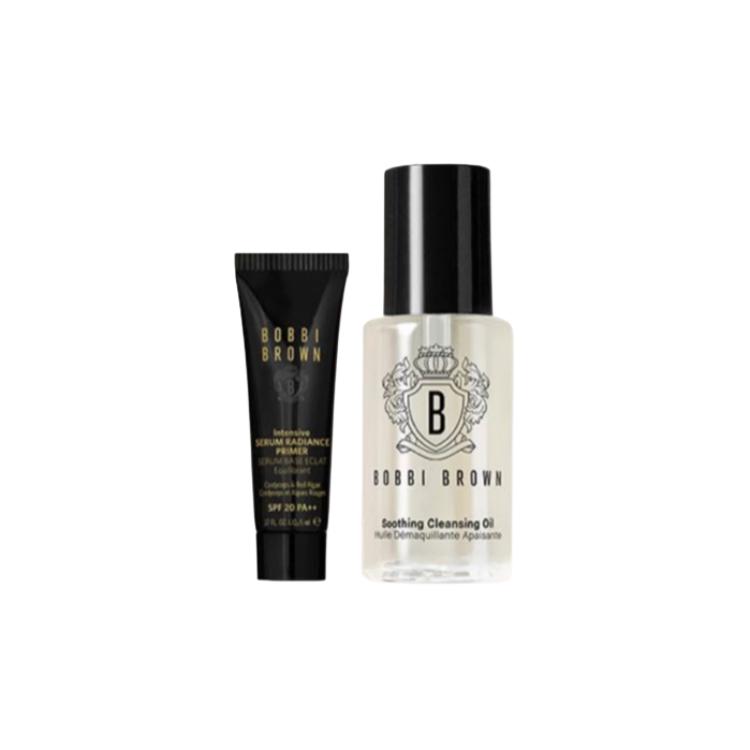 Bobbi Brown Intensive Serum Radiance Primer And Soothing Cleansing Oil Facial Cleanser Travel Set Cordyceps Primer 5ml+Hydrating Cleansing Oil 15ml