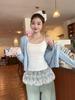 Summer Korean Color-Block Lace Trim Ballet Style Sweet Camisole Top