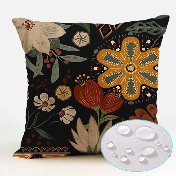 Polyester Waterproof Pillow Cover With Floral Pattern For Living Room Decor
