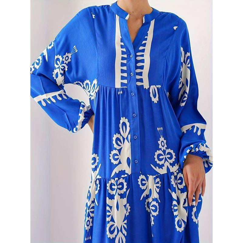 Middle East Robe Women Clothes New Fashion Casual Print Loose Dress Printed Loose Dress