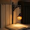 Halloween Themed Gift Iron Library Lamp, Vintage Bookshelf Light with Ghost Pumpkin Bat Reading Nook Accents Pendants, Nightlight, Spooky Desktop