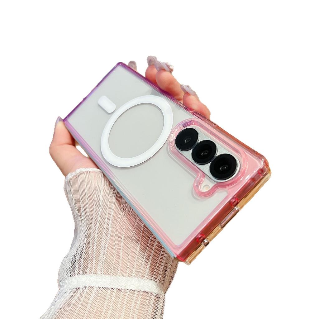 Samsung Foldable Z Flip7 Case: Gradient Transparent, Magnetic, Full Coverage, Drop-Proof