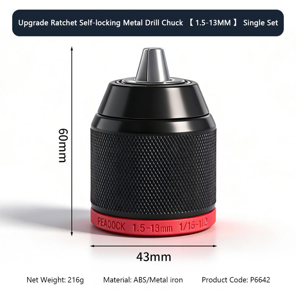Universal Self-Locking 0.8-13mm Drill Chuck High Hardness Bearing Converter Ratchet Clamp Drilling