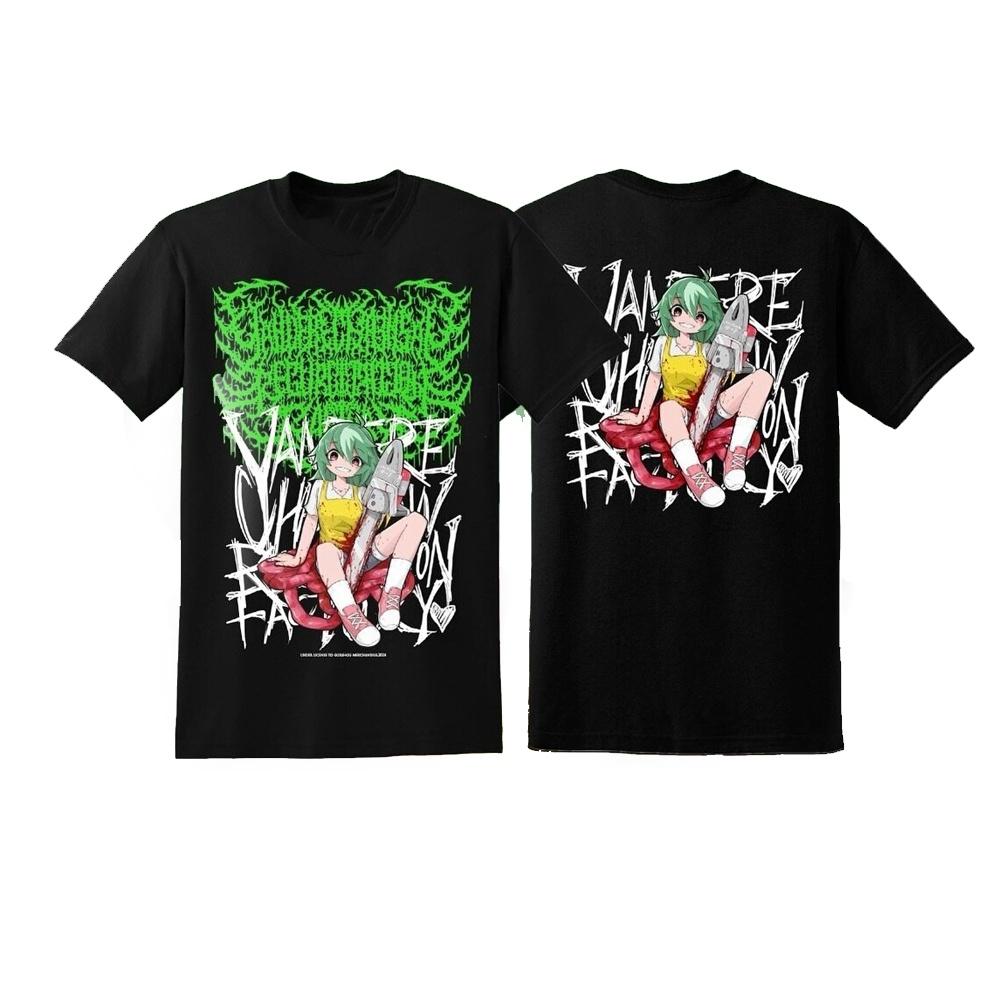 Yandere Chainsaw Factory Chainsaw Sauce Black Gold Dark Rock Anime Second Dimension Men's Short Pure Cotton Crew Neck T-Shirt