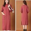 Autumn Winter Women's Half Turtleneck Knit Dress Slim Fit Solid Color Pullover Long Sweater Dress