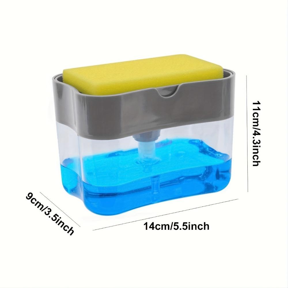 1Set Dish Soap Pump Dispenser and Sponge Holder, Metallic Silvery for Kitchen Sink, With Sponge