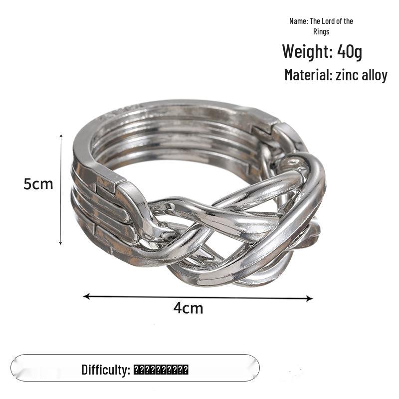 Zinc Alloy Kongming Puzzle Lock: Disentanglement Ring Educational Toy