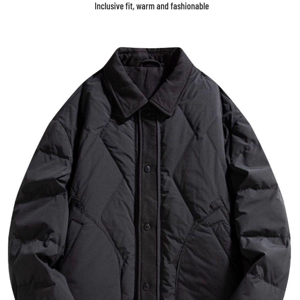 

Men s Lightweight Down Jacket - Trendy Turn-Down Collar, Warm Winter Outerwear, Casual Fashion Duck Down. M for under 115 kg