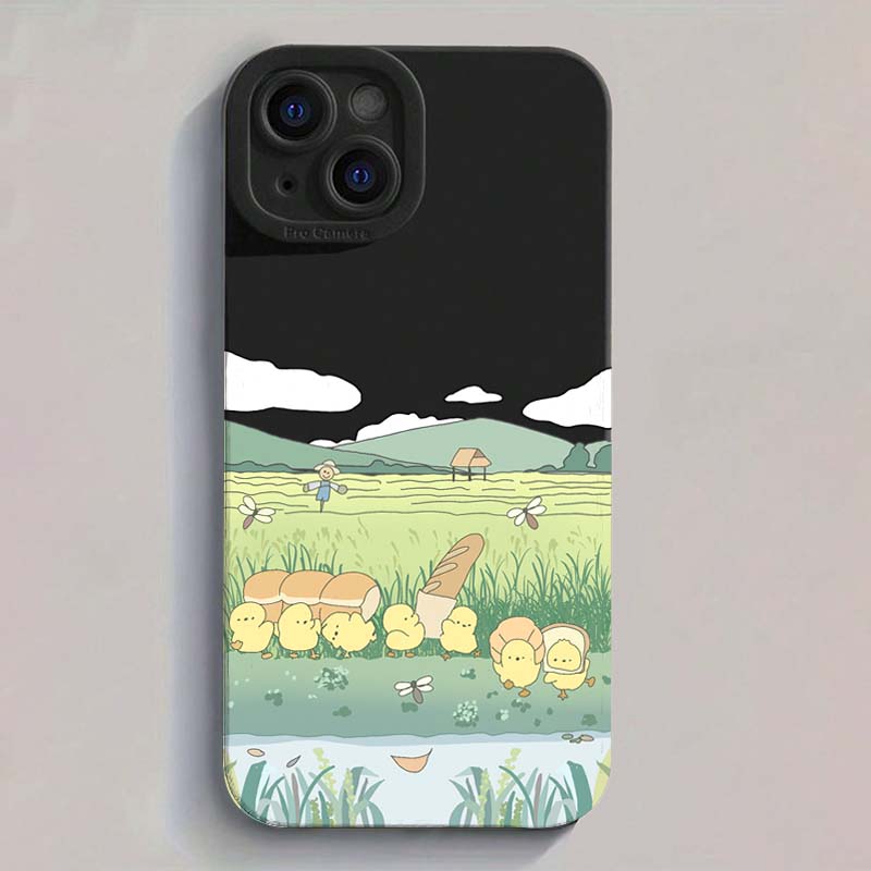 Cute Chicken Flower Pattern Phone Case For iPhone 17 Air 16 E 15 14 13 12 11 Pro Max Plus Mini SE 2020 2022 Soft Silicone Cover