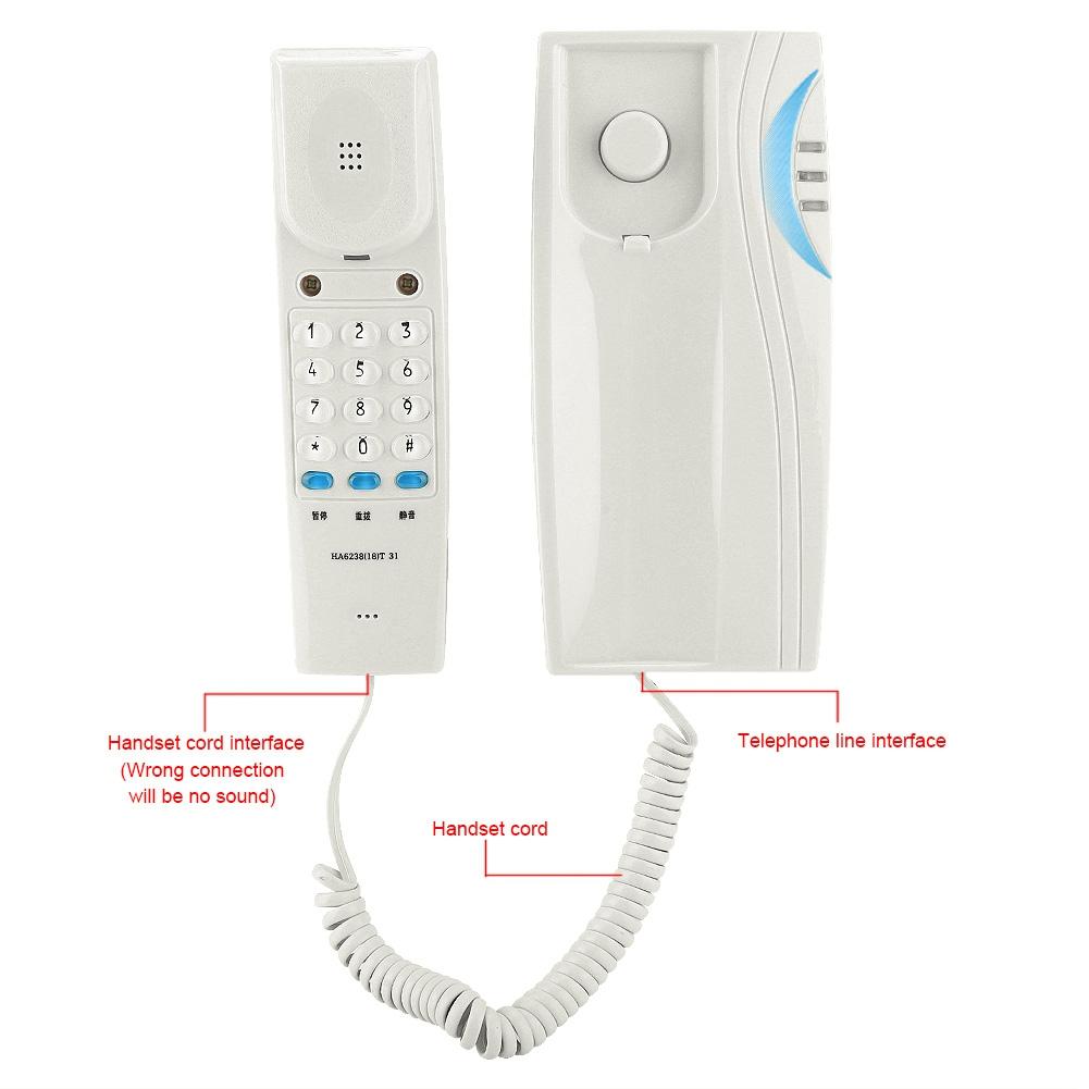 Mini Wall mounted Desktop Dual use Landline Wired Home Office Fixed Telephone (White)