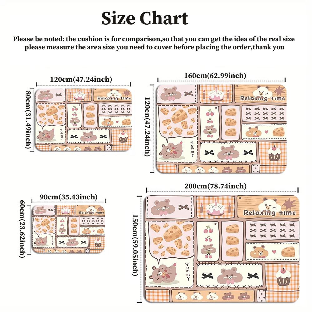 Kawaii Cartoon Bear Large Room Carpet Non Slip Cartoon Kids Bedroom Living Room Floor Mat Home Decor Children's Play Carpet