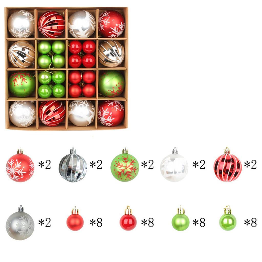 44pcs Christmas Decoration Balls Christmas Tree Hanging Balls Snowflake Balls