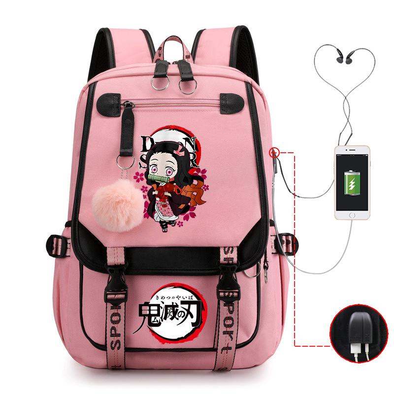 Ghost Annihilation Blade Grade 3-6 Junior High School Student High School Student School Bag Strap USB Multifunctional Backpack