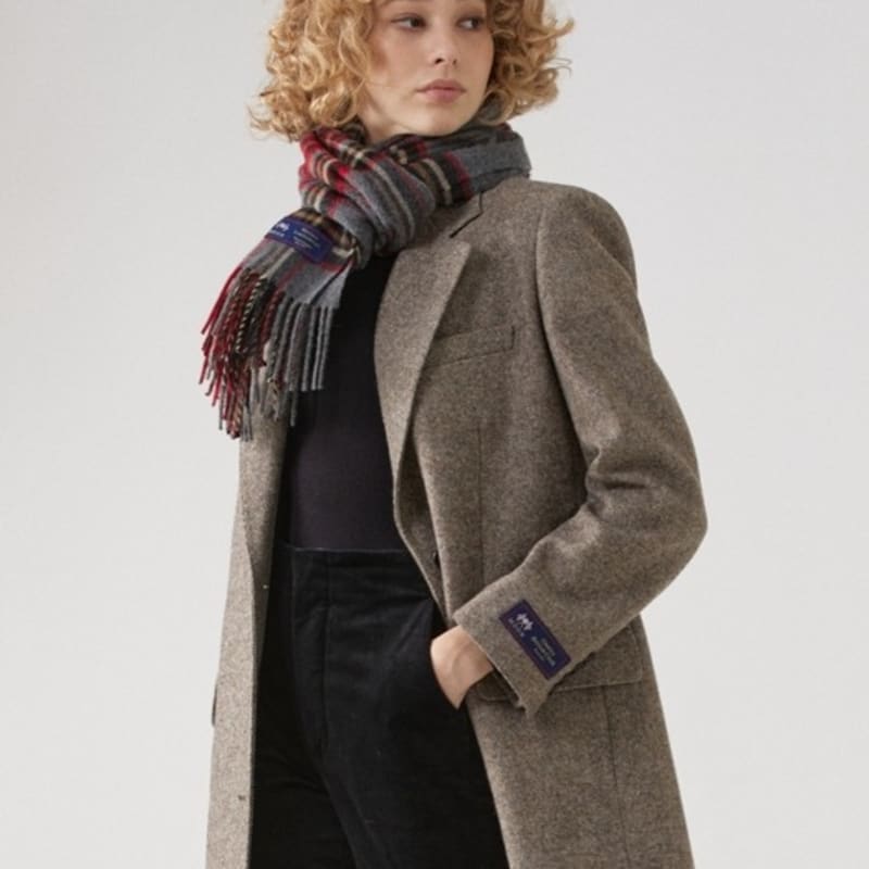 ABRAHAM MOON Merino Wool Shawl Muffler 50cm - Kildwick Gray Red