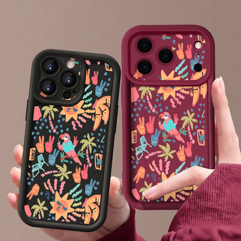 Shockproof Phone Case For iPhone 17 Pro Max Colorful Cartoon Pattern Silicone Cover For iPhone 16 Pro Max Cover iPhone 15 14 13 12 11 16E Air