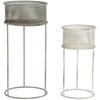 Set De Pots De Fleurs - DKD HOME DECOR - Standard - Métal - Blanc Et Gris - 33x33x70 Cm