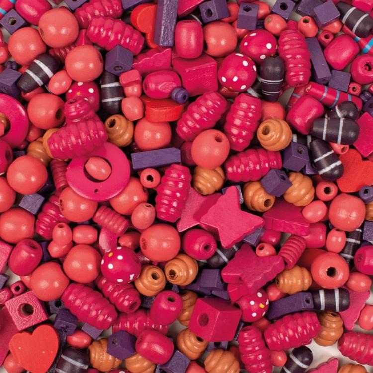 Diy Wooden Beads Macrame Mix Pink Purple 250