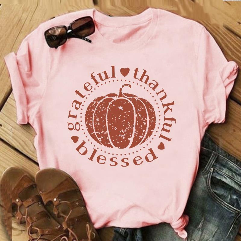 Autumn Maple Leaf Halloween Thanksgiving Print ShortSleeved TShirt European American Style Aesthetic Top for Unisex Women