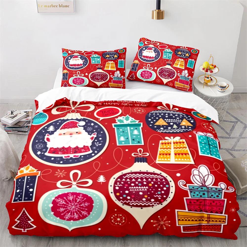 Merry Christmas Duvet Cover Red Santa Claus Theme For Kids Teens Children Women Boys Girls Happy New Year Decoration Quilt Cover