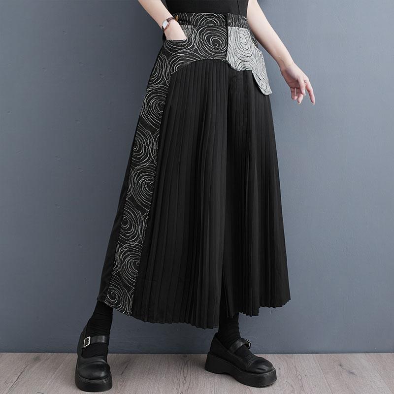 

XITAO Джинсовые широкие брюки нестандартной формы со складками в стиле пэчворк WLD11317 One Size чёрный