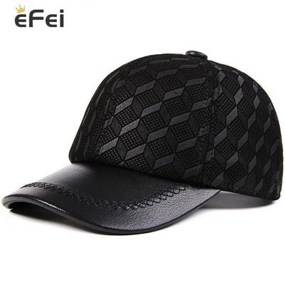 EFei Handmade Sheepskin Leather Baseball Cap Retro Leather Hat Leather Beret Forward Cap